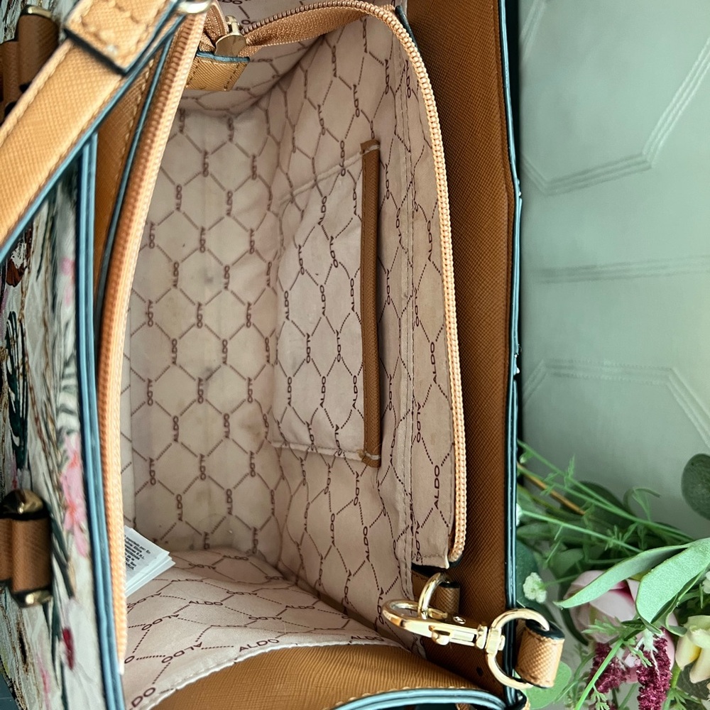 ALDO Floral Tiger Print Tote|Purse with Tan Trim - Picture 8 of 9